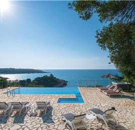 7 bedroom seafront luxury villa with pool & jacuzzi, near Acharavi, sleeps 14-15